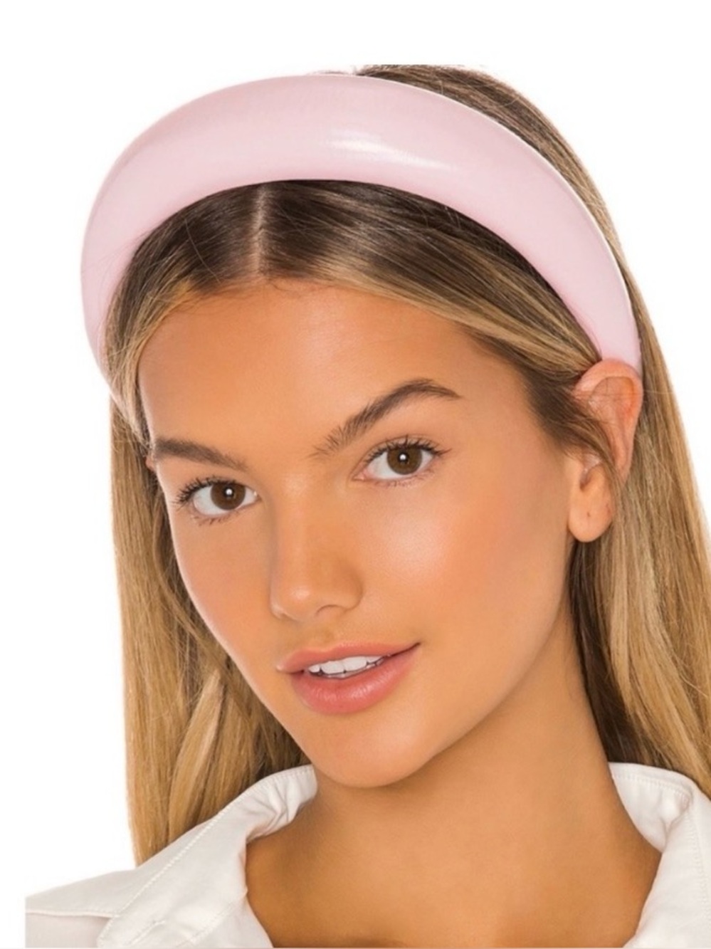 Lele Sadoughi glossy padded headband in blush pink